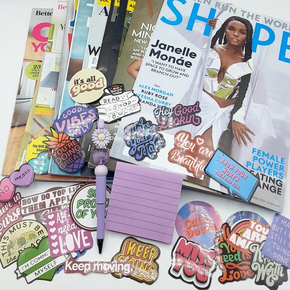 Vision Board Kit - 10 magazines, 25 stickers, beaded pen, post it notes - Picture 1 of 2